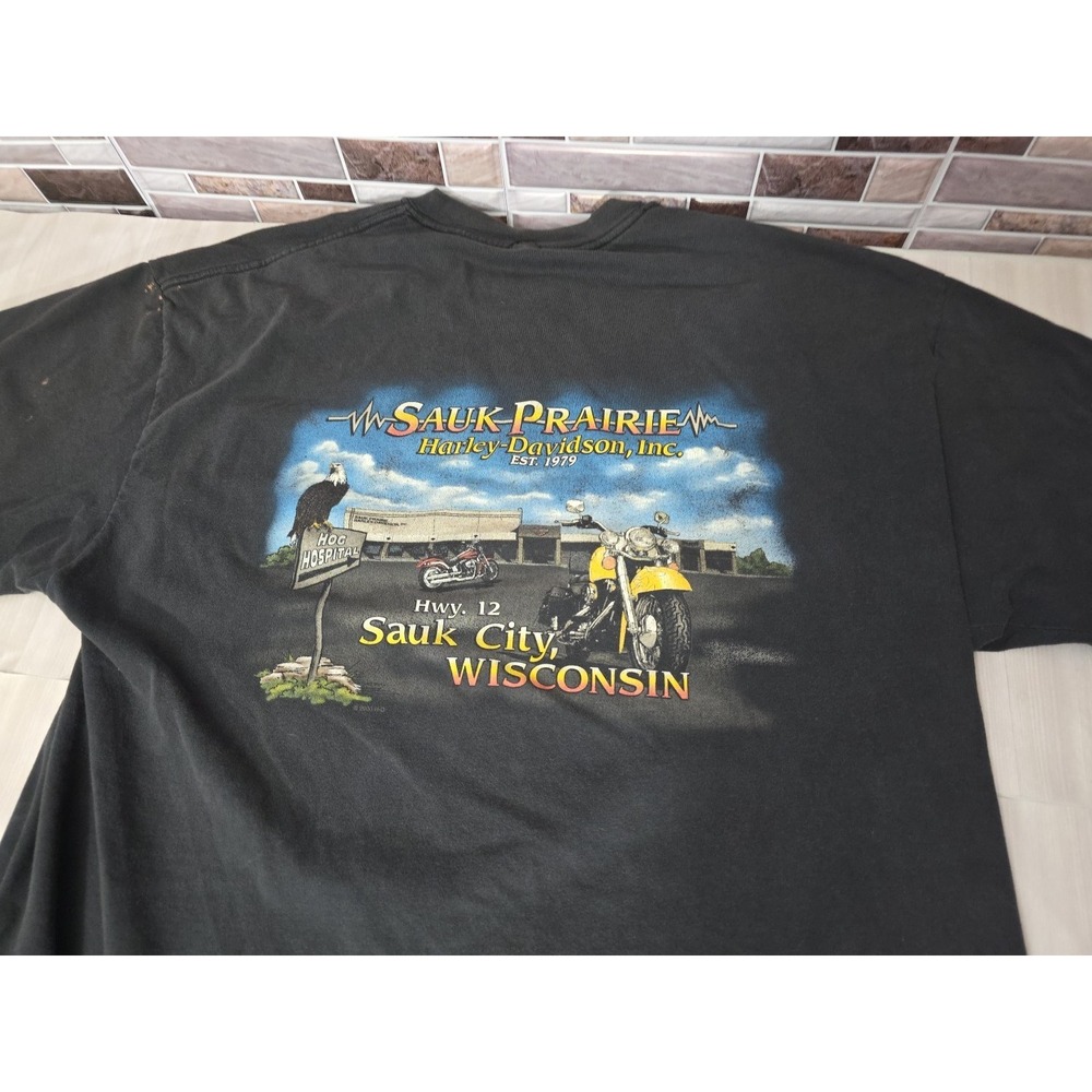 Vintage 2000 Harley Davidson Sauk Prairie WI HOG Hospital T-Shirt XL Free Spirit - Picture 13 of 16